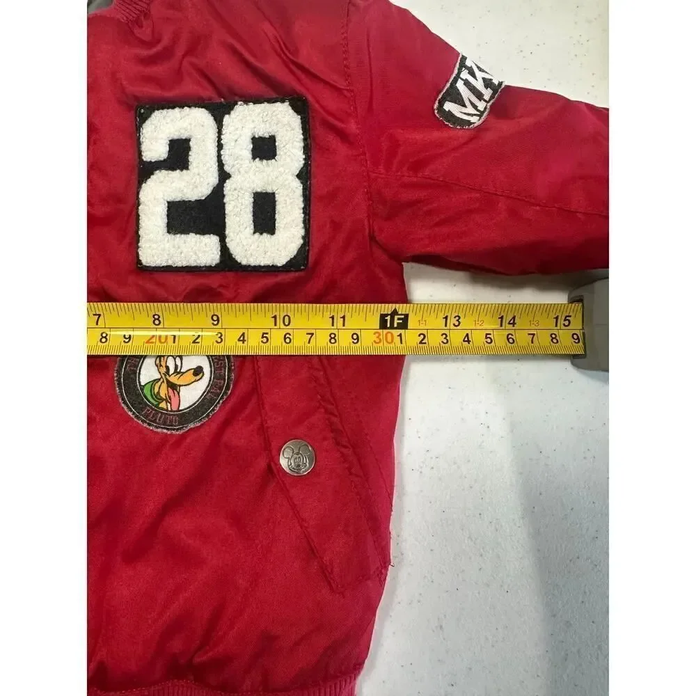Disney Baby 18 Months Unisex Mickey Pluto Red Bomber Jacket With Patches NWOT